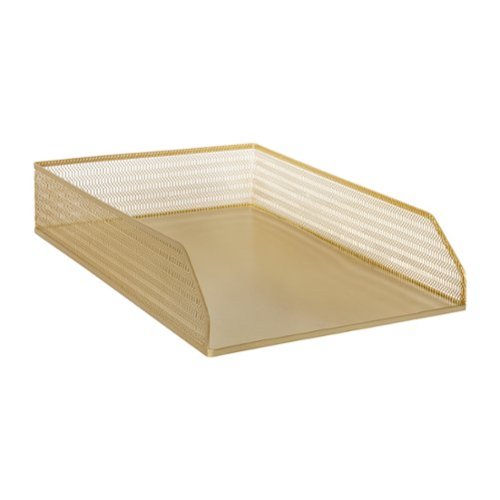 Martha Stewart - Ryder Mesh Metal Desktop Tray Organizer Set - Gold-Front_Standard 