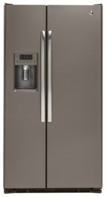 GE - 21.9 Cu. Ft. Side-by-Side Counter-Depth Refrigerator - Fingerprint resistant slate - Front_Standard