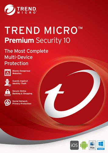  Trend Micro - Premium Security 10 (5 Users) (1-Year Subscription) - Windows, Mac OS, Android, Apple iOS