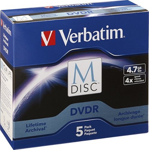  Verbatim - 4x M-Disc DVD-R Discs (5-Pack) - Black/Blue