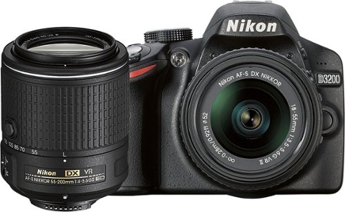  Nikon - D3200 DSLR Camera with 18-55mm VR II and 55-200mm VR II Lenses - Black