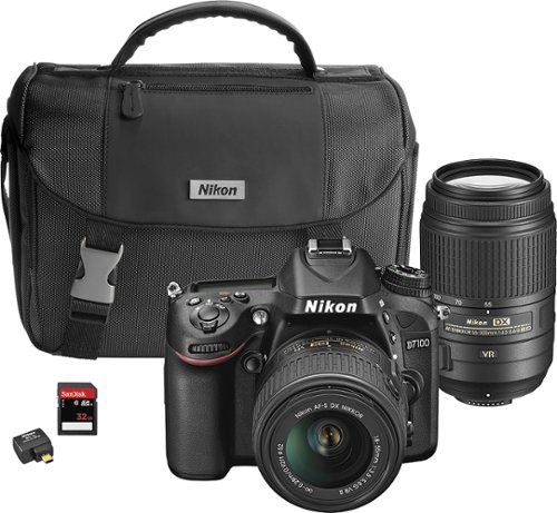  Nikon - D7100 DSLR Camera with 18-55mm VR II and 55-300mm VR Lenses - Black
