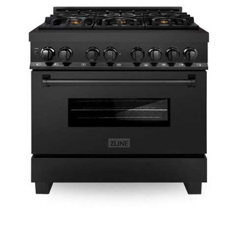 ZLINE - 36 in. 4.6 cu. ft. Freestanding Legacy Dual Fuel Range with Gas Cooktop in Black Stainless Steel & 6 Brass Burners - Black Stainless Steel-Front_Standard 