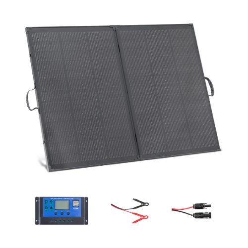 VEVOR - 200W Foldable Solar Panel with Frame, 23% High-Efficiency Portable Monocrystalline Solar Panel Charger with 30A PWM - Black-Front_Standard 