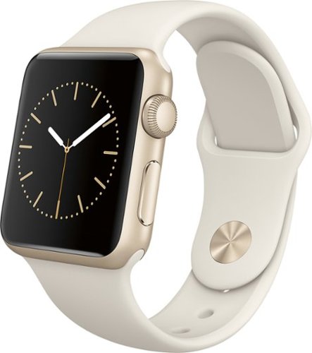  Apple - Apple Watch Sport (first-generation) 38mm Gold Aluminum Case - Antique White Sport Band - Antique White Sport Band