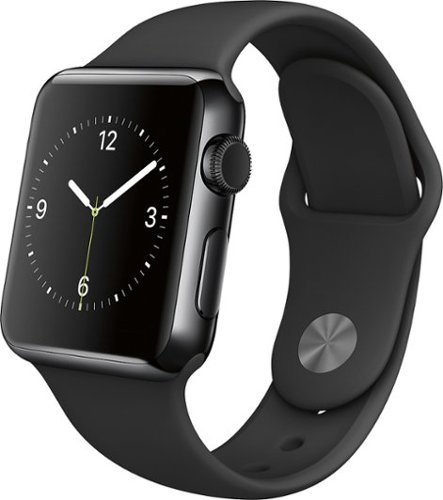  Apple - Apple Watch (first-generation) 38mm Space Black Stainless Steel Case - Black Sport Band - Black Sport Band