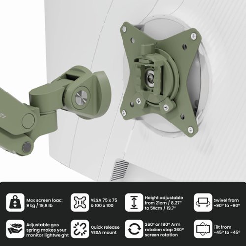 Arozzi Alzare Neo Duo Gas Spring Dual Monitor Arm – Height