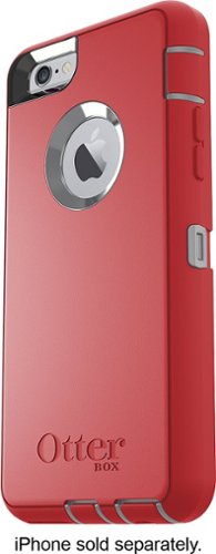  OtterBox - Defender Series Case for Apple® iPhone® 6 and 6s - Sleet Gray/Scarlet Red