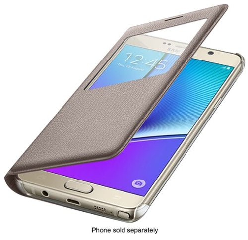 S-View Flip-Cover Case for Samsung Galaxy Note 5 Cell Phones - Gold-Front_Standard 