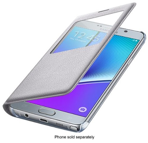  S-View Flip-Cover Case for Samsung Galaxy Note 5 Cell Phones - Silver