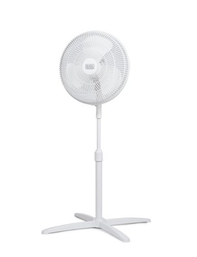 Black+Decker - 16-Inch Pedestal Fan, Oscillating Fan for Home and Office, with 3 Speed Settings - White-Front_Standard 