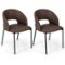 Costway - Dining Chair Set of 2 with High-density Sponge Cushion Sturdy X-shaped Frame - Brown-Front_Standard
