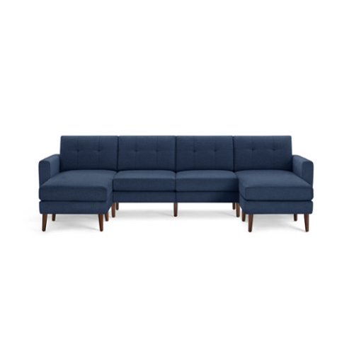 Burrow - Mid-Century Nomad King Sofa with Double Chaise - Navy Blue-Front_Standard 