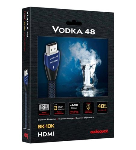 AudioQuest Vodka 48 2.5'   4K-8K-10K 48Gbps   HDMI Cable - Blue on Black WORLDWIDE DELIVERY