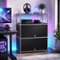 Malletson - 3 Tier Modular Metal Sideboard Storage Cabinet, Modern Grid-Style, for Dining Room, Living Room or Office - Black-Front_Standard