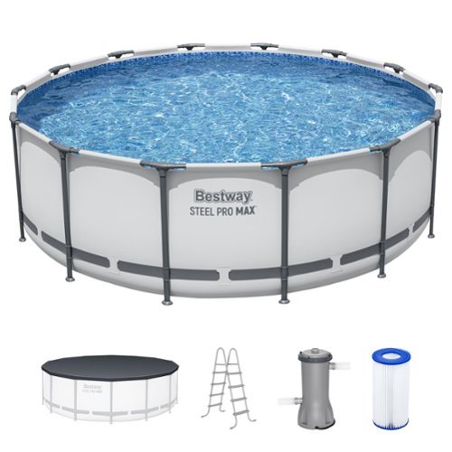 Bestway - Steel Pro MAX 14'x48" Round Above Ground Swimming Pool with Pump & Cover-Front_Standard 