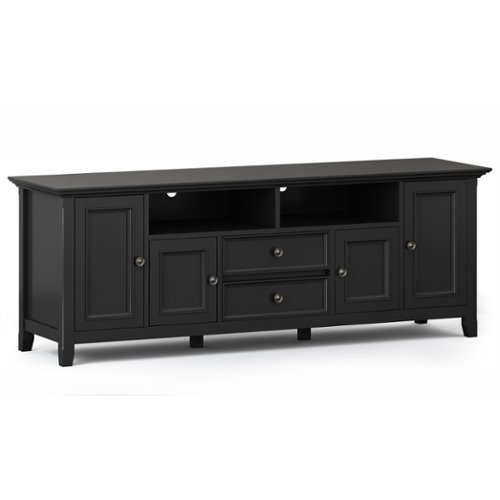Simpli Home - Amherst 72 inch Wide Solid Wood Transitional TV Stand - Black-Front_Standard 