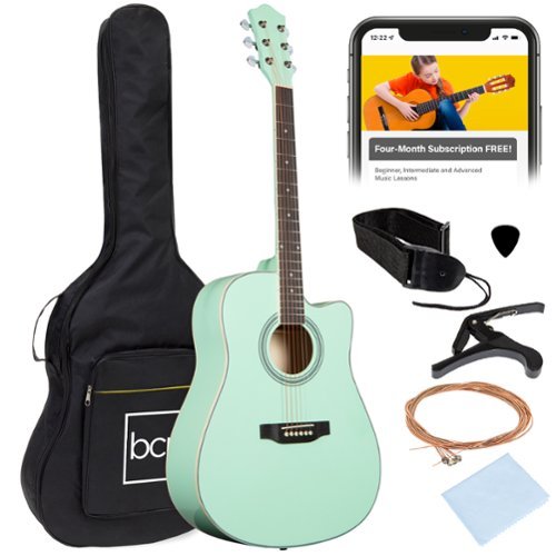 Best Choice Products - 41in Full Size Beginner Acoustic Guitar Set with Case, Strap, Capo, Strings - SoCal Green-Front_Standard 