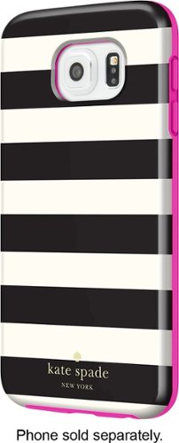  kate spade new york - Hybrid Hard Shell Case for Samsung Galaxy S6 Cell Phones - Candy Stripe Black/Cream/Pink