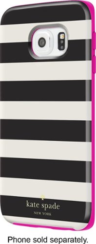  kate spade new york - Hybrid Hard Shell Case for Samsung Galaxy S6 edge Cell Phones - Candy Stripe Black/Cream/Pink