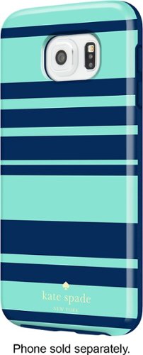 kate spade new york - Hybrid Hard Shell Case for Samsung Galaxy S 6 Cell Phones - Fairmont Stripe Mint/Navy-Front_Standard 