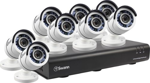  Swann - 8-Channel, 8-Camera Indoor/Outdoor DVR Surveillance System - White/Black