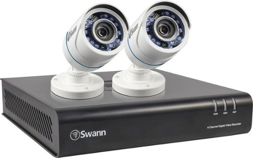 Swann - 4-Channel, 2-Camera Indoor/Outdoor High-Definition DVR Surveillance System - White/Black