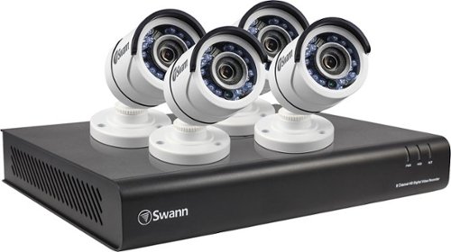  Swann - 8-Channel, 4-Camera Indoor/Outdoor High-Definition DVR Surveillance System - White/Black