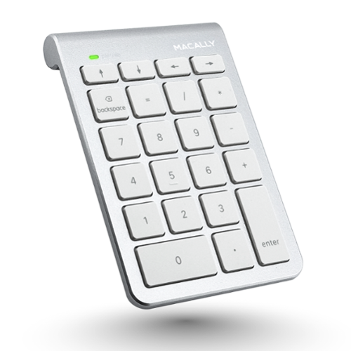 Macally - Bluetooth Number Pad for Laptop - Wireless Numeric Keypad - 22 Key Numeric Keypad for Data Entry, Numpad Compati - Silver-Front_Standard 