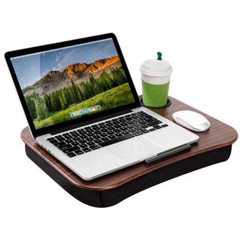 LapGear - Cup Holder Lap Desk (Fits up to 14" Laptop) - Espresso Woodgrain-Front_Standard 