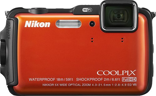  Nikon - Coolpix AW120 16.0-Megapixel Waterproof Digital Camera - Orange