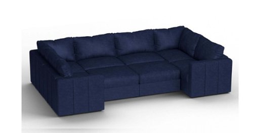 Lovesac - 8 Seats (1 Storage) + 10 Sides Corded Velvet Sactional & Standard Foam - Sapphire Navy