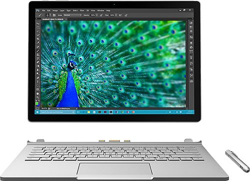  Microsoft - Surface Book 2-in-1 13.5&quot; Touch-Screen Laptop - Intel Core i7 - 8GB Memory - 256GB Solid State Drive - Silver
