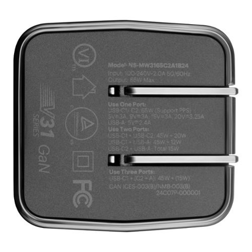 Insignia™ 65W 3-Port USB-C/USB Wall Charger for Smartphones, Tablets and More - Black BUY IN MIDDLE EAST