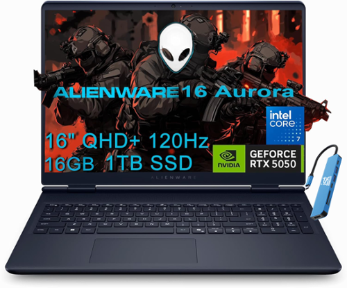 Alienware - 16 Aurora 16" 2.5K 120Hz AC16250 Laptop - Intel Core 7 240H with NVIDIA GeForce RTX 5050 - Wi-Fi 7 - 16GB RAM - 1TB SSD - Blue-Front_Standard 