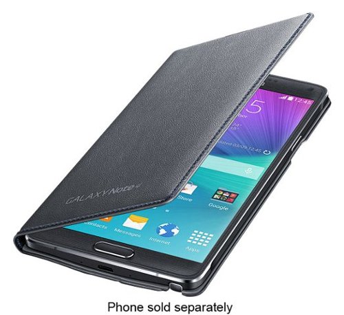 LED Flip Cover for Samsung Galaxy Note 4 Cell Phones - Charcoal Black-Front_Standard 
