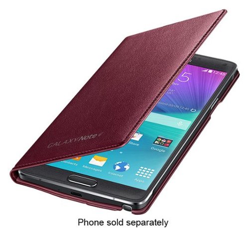 LED Flip Cover for Samsung Galaxy Note 4 Cell Phones - Plum Red-Front_Standard 