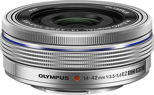 M.Zuiko Digital ED 14-42mm f/3.5-5.6 EZ Zoom Lens for Most Olympus OM-D and PEN Cameras - Silver-Front_Standard 