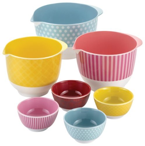  Cake Boss - 7-Piece Mixing and Prep Bowl Set - Blue/Pink/Yellow/Red