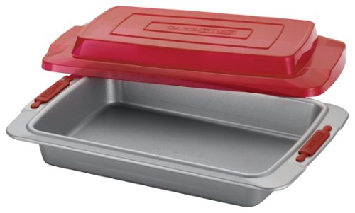  Cake Boss - Deluxe 9&quot; x 13&quot; Covered Cake Pan - Gray/Red
