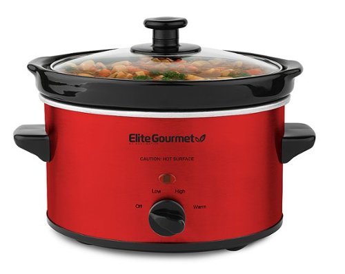 Elite Gourmet - 2Qt. Oval Slow Cooker - Red