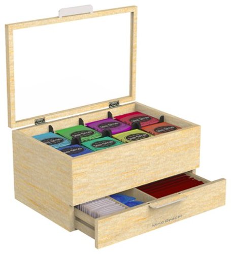  Mind Reader - Royce Wooden Tea Bag Box - Light Wood