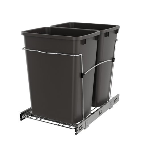 Rev-A-Shelf - Double Pullout Trash Can 35 qt. for Kitchen, Gray, RV-18KD-13C-S - Orion Gray-Front_Standard 