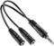 Insignia™ - Dual 3.5mm Mini Headphone Jack Splitter - Black-Front_Standard