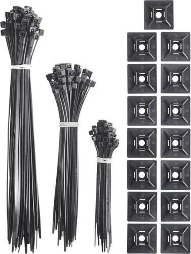  Insignia™ - Zip Cable Ties and Mounts (150-Piece) - Black