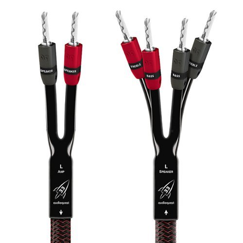  AudioQuest - Rocket 33 12' Single Bi-Wire Speaker Cable, Silver Banana Connectors - Red/Black