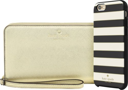  kate spade new york - Gift Box - Hard Shell Case with Zip Wristlet for Apple® iPhone® 6 and 6s - Gold/Black/Cream