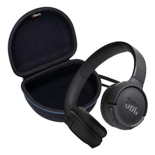 JBL - Tune 520BT Wireless On Ear Bluetooth Headphone Bundle with gSport Case - Black-Front_Standard 