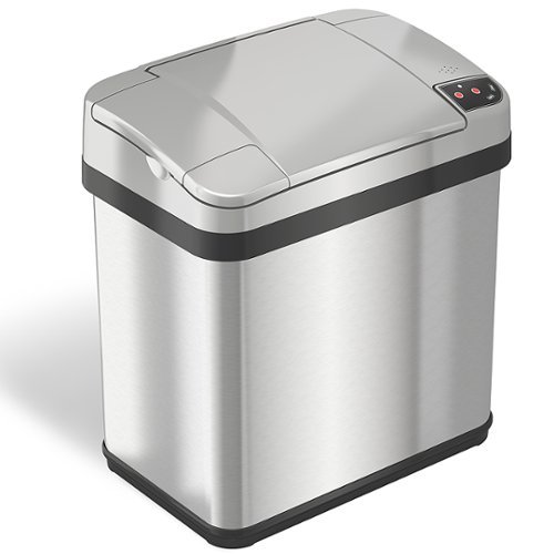 iTouchless - 2.5 Gallon Touchless Sensor Trash Can with AbsorbX Odor Control and Fragrance, Stainless Steel Bathroom Garbage Bin - Silver/Stainless Steel