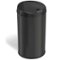 iTouchless - 8 Gallon Touchless Sensor Trash Can with AbsorbX Odor Control System, Black Stainless Steel Round Shape Kitchen Bin - Matte Black-Angle_Standard